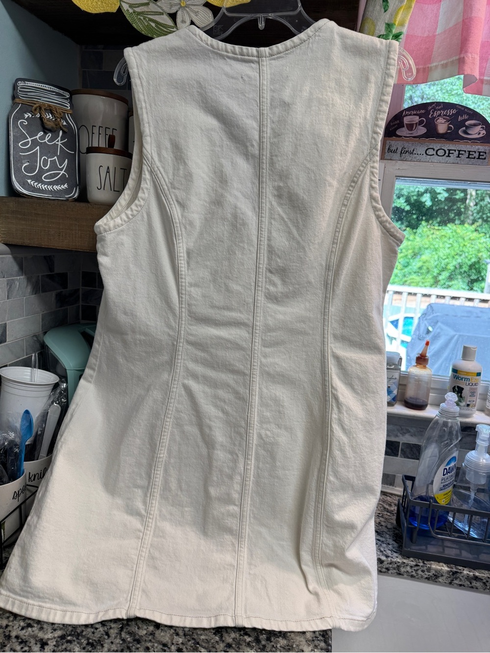 Light Beige Button denim Dress runs small - Picture 2 of 15